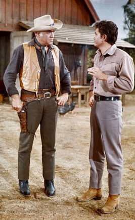 Michael Landon and Lorne Greene